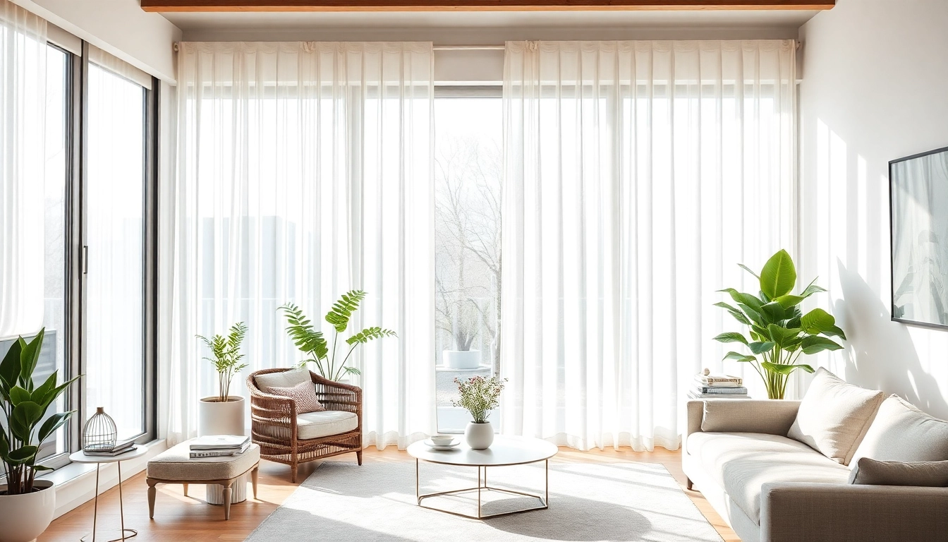 Plissee ohne Bohren verleiht einem modernen Wohnzimmer mit neutralen Farben und natürlichem Licht eine elegante Note.