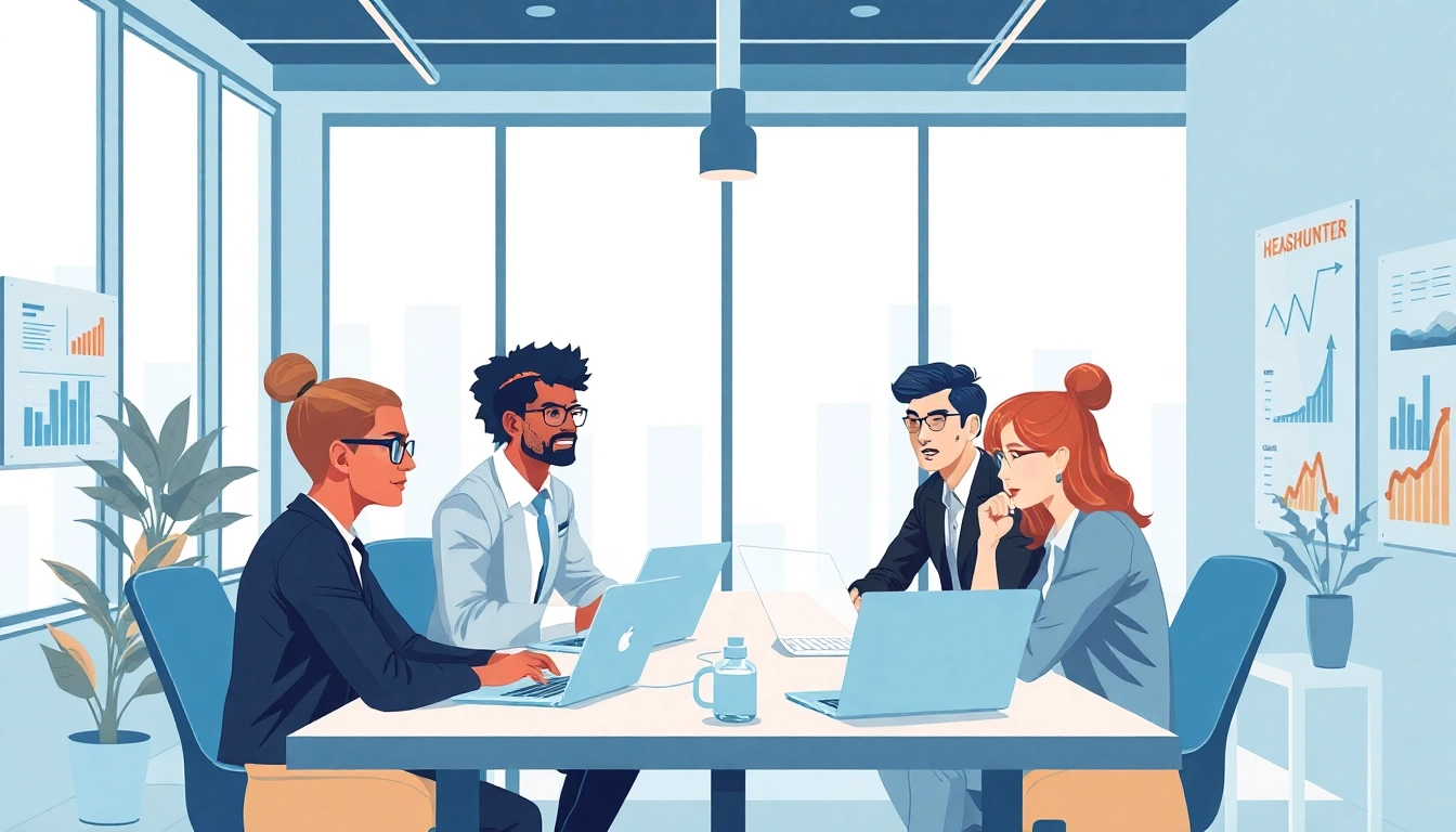 Professionals collaborating as Headhunter Vertrieb specialists in a modern office.