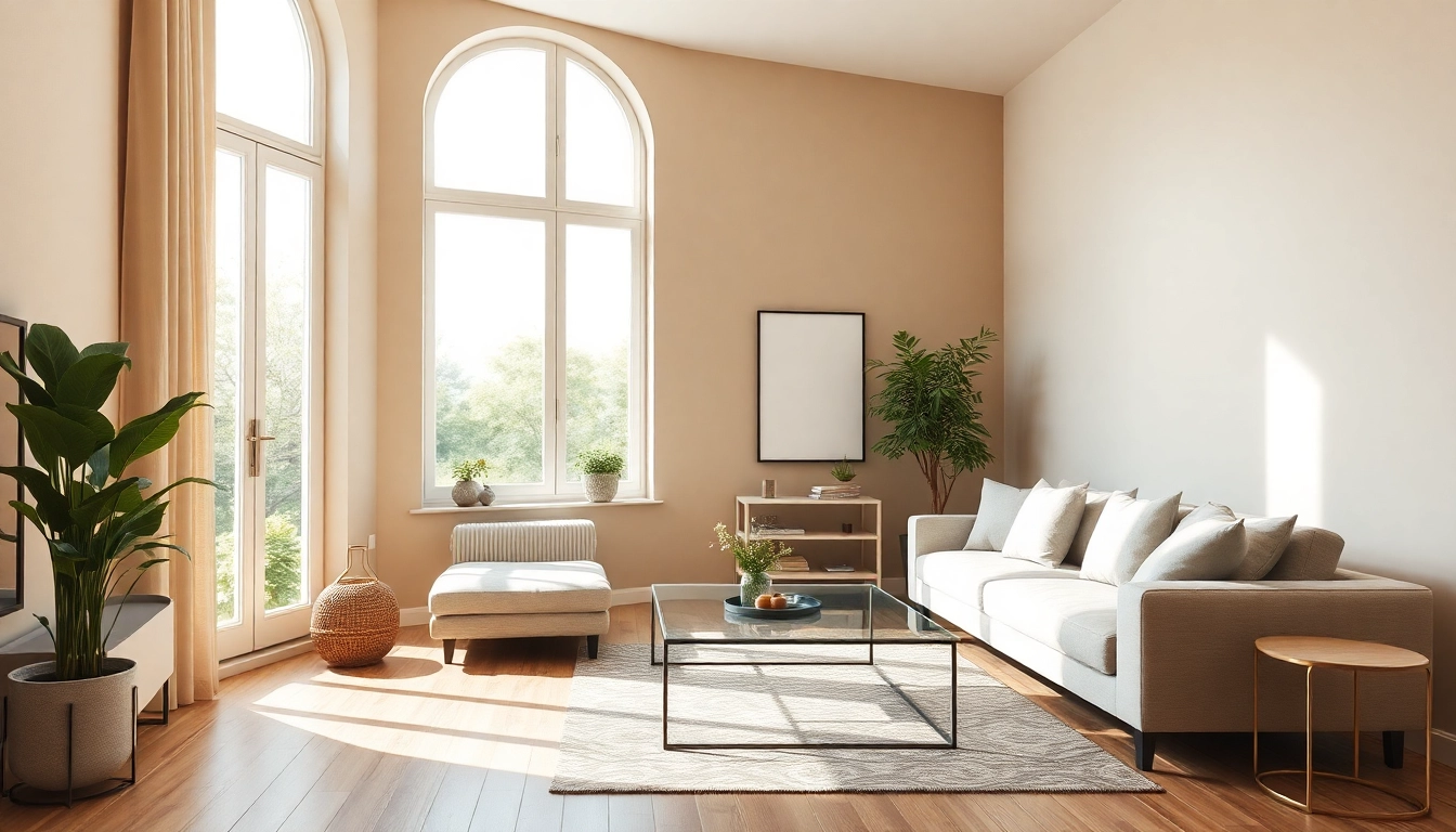 Moderne Raumgestaltung zeigt einen einladenden Wohnraum mit natürlichen Lichtverhältnissen.