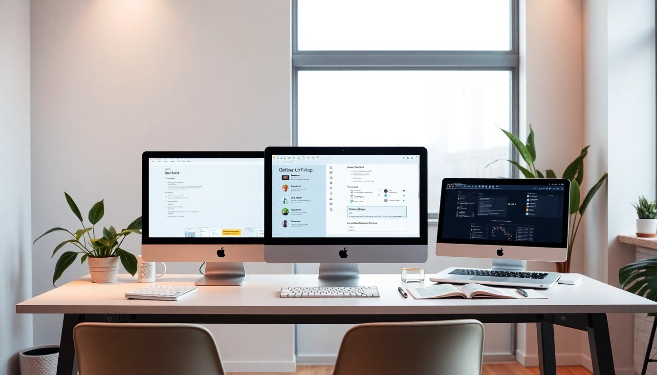 Entdecken Sie Office 2024 für iMac und MacBook in einer modernen Büroumgebung mit iMac und MacBook auf einem eleganten Schreibtisch.