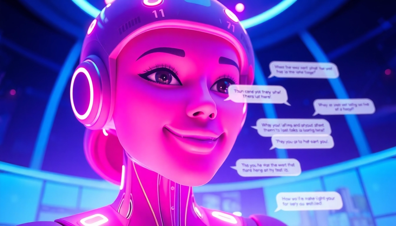 Engaging AI chat porn experience with futuristic interface and vibrant character.