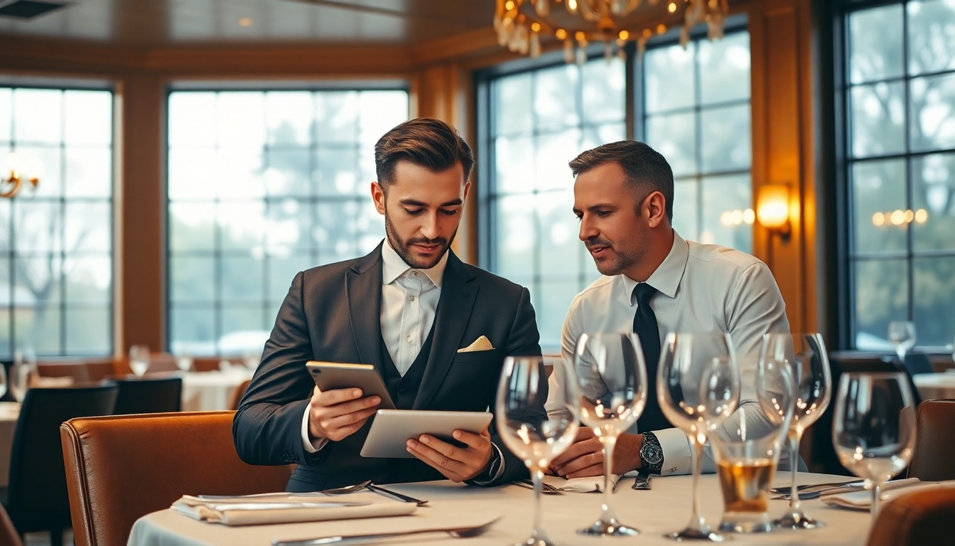 Headhunter Gastronomie berät Restaurantmanager in einem eleganten Ambiente.