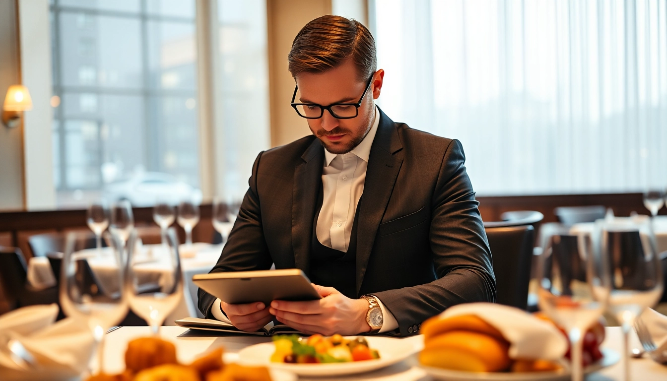 Headhunter Gastronomie im eleganten Restaurant bei der Planung von Interviews.