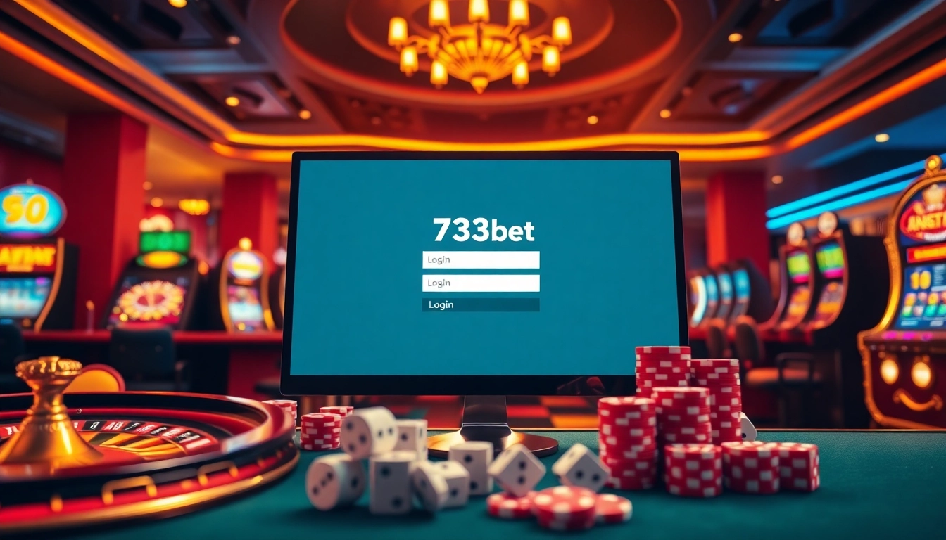 Experience the excitement of 733bet Login with vibrant casino elements and modern gaming interfaces.
