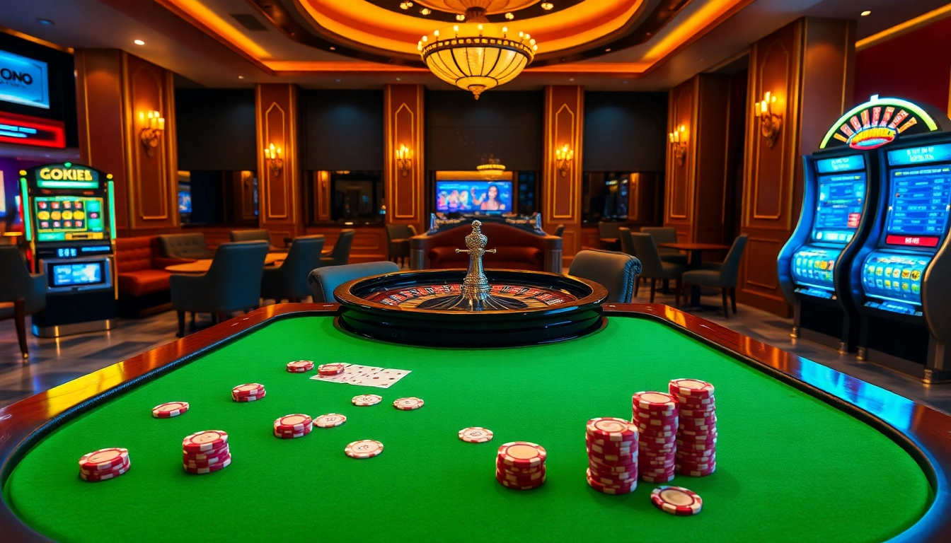 Playing at https://f8bet.dental/ with a vibrant casino backdrop featuring poker chips, roulette, and a slot machine.