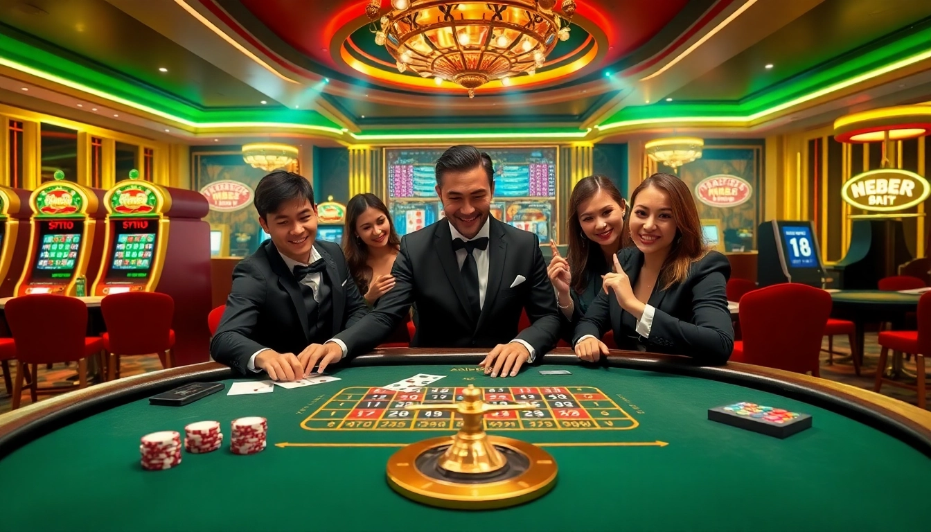 Experience the excitement of 88i bet at a luxurious casino with players enjoying blackjack and vibrant slot machines.