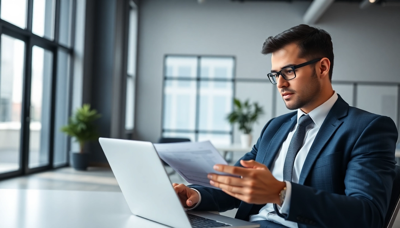 Headhunter Schweiz überprüft Bewerberprofile in modernem Büro.