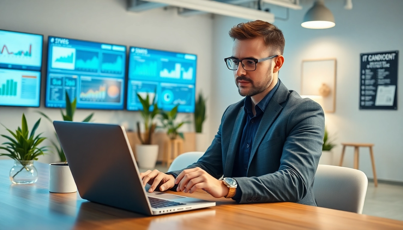 Headhunter IT analyzieren Bewerberprofile in modernem Büro mit digitaler Technologie.