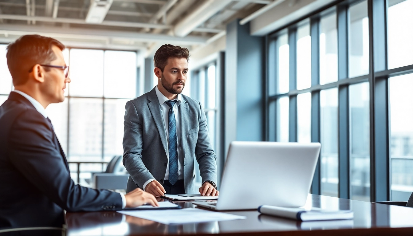 Headhunter Schweiz berät einen Kandidaten in einem modernen Büro zur Karriere.
